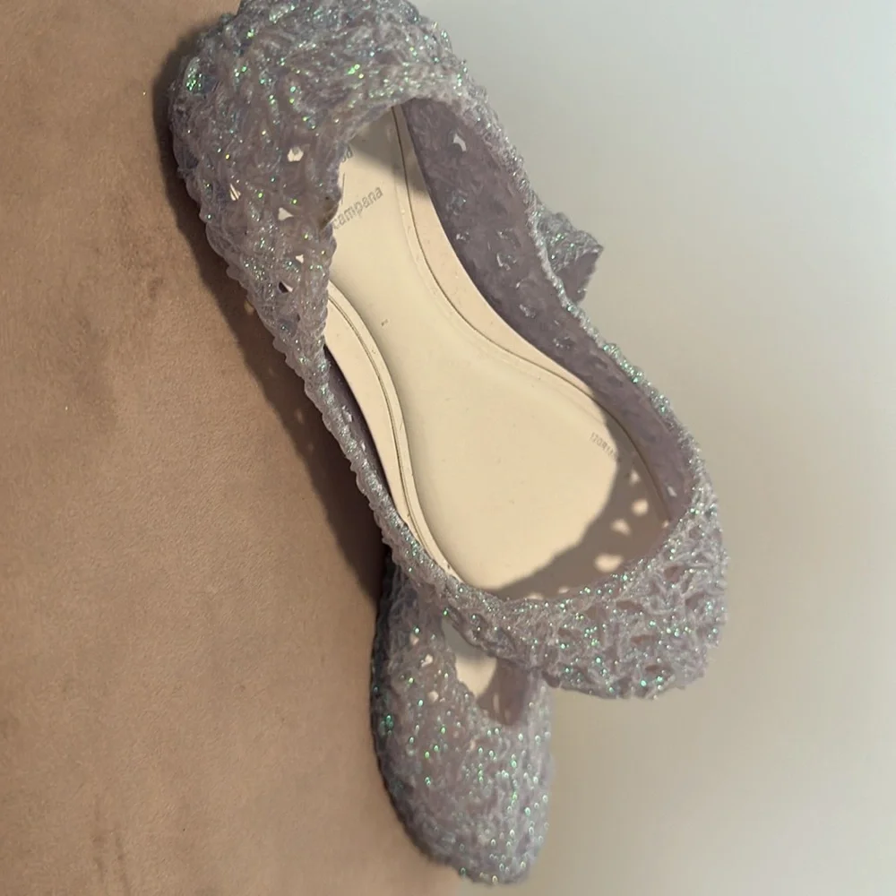 Stunning Melissa Campana flats in iridescent white detail. - Picture 3 of 11